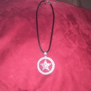 Braided Necklace with Rhinestone Star Pendant